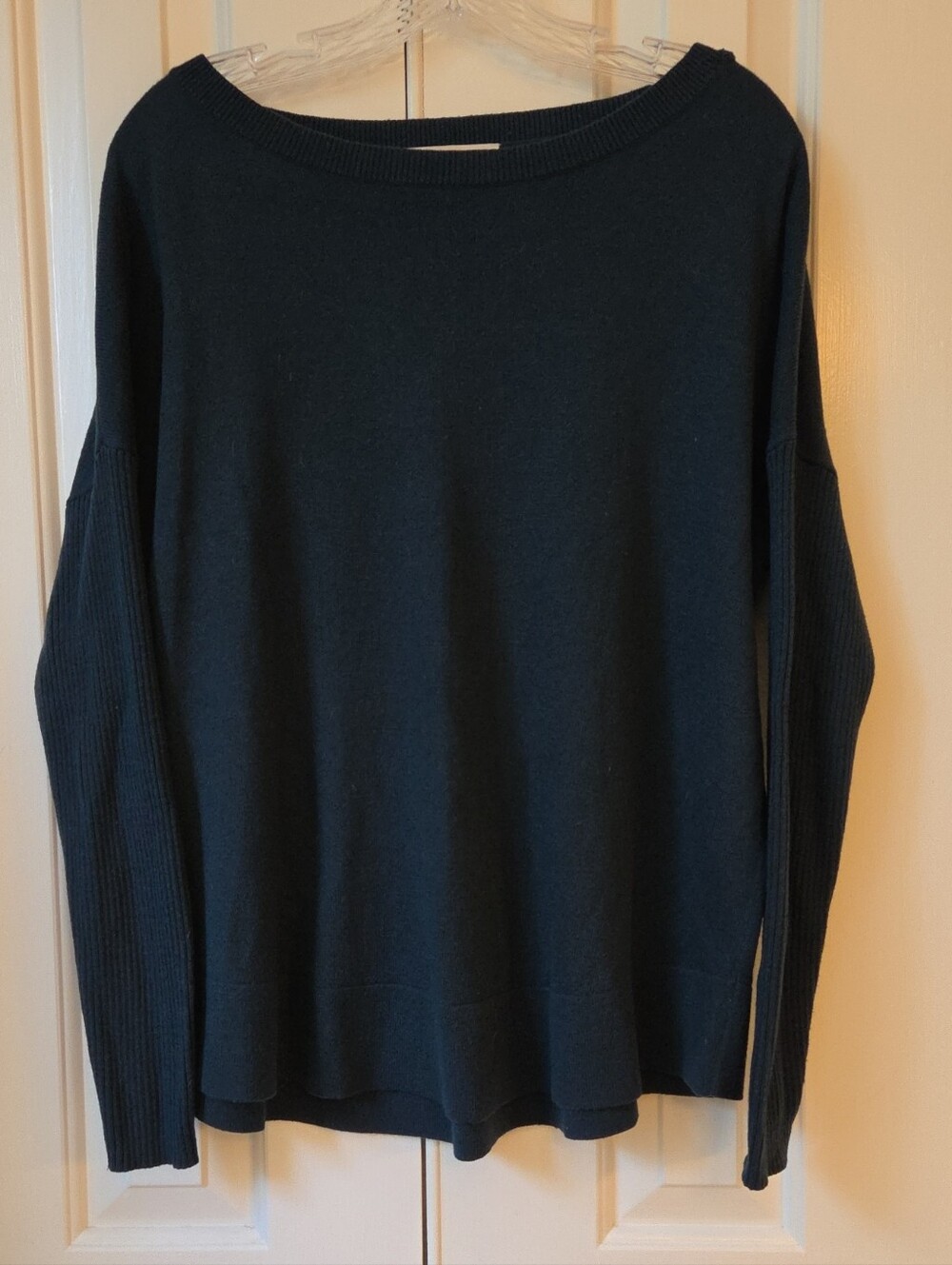 LOFT Dark Teal Boxy Boatneck Pullover Sweater